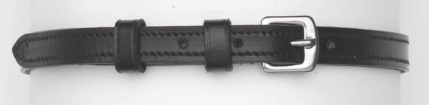 Front closeup view of the Camelot 3/8 Stitched Spur Straps on a plain background