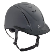 Angled front view of the Dark Gray Ovation Deluxe Schooler Helmet on a white background