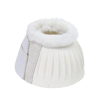 View of the White Equi-Essentials Heavy Duty Fleece Bell Boots
