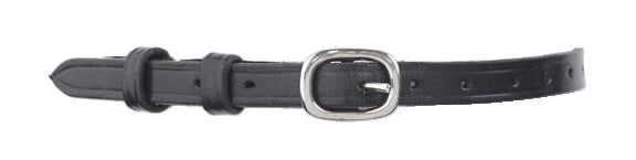 Front view of the Black Ovation Premium Spur Straps with Round Buckles