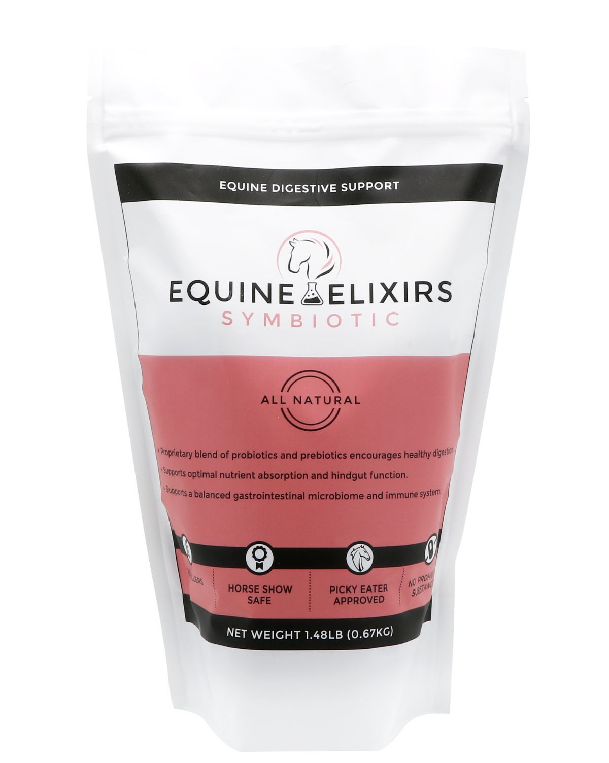 Front view of a Small bag of Equine Elixirs Symbiotic on a plain background