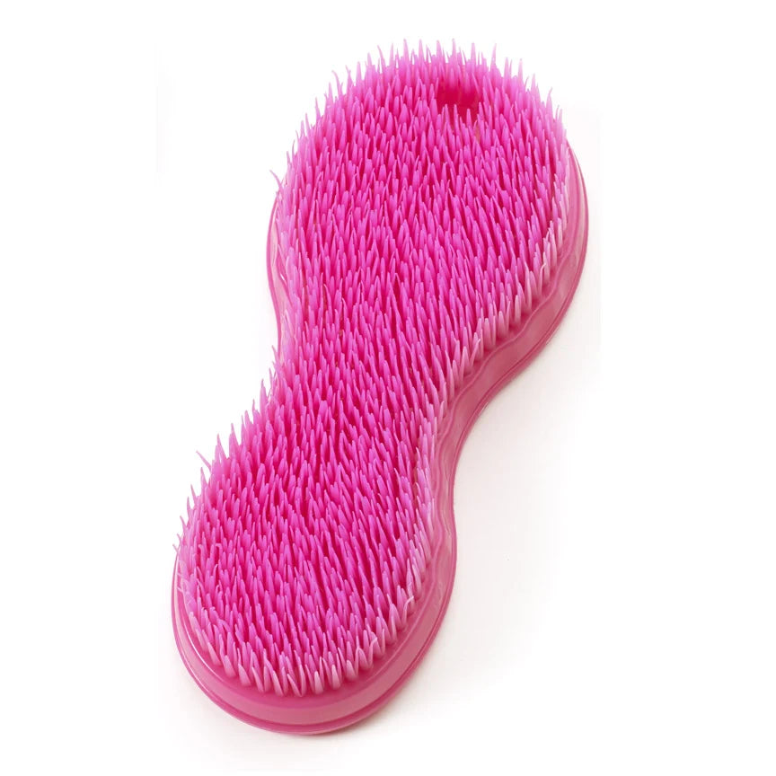 View of the Pink Equi-Essentials Original Wonder Brush on a white background