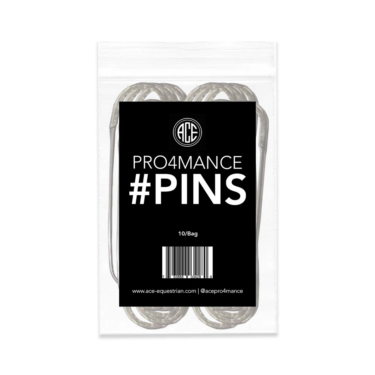 Front view of a package of Pro4mance Show Number Pins on a white background