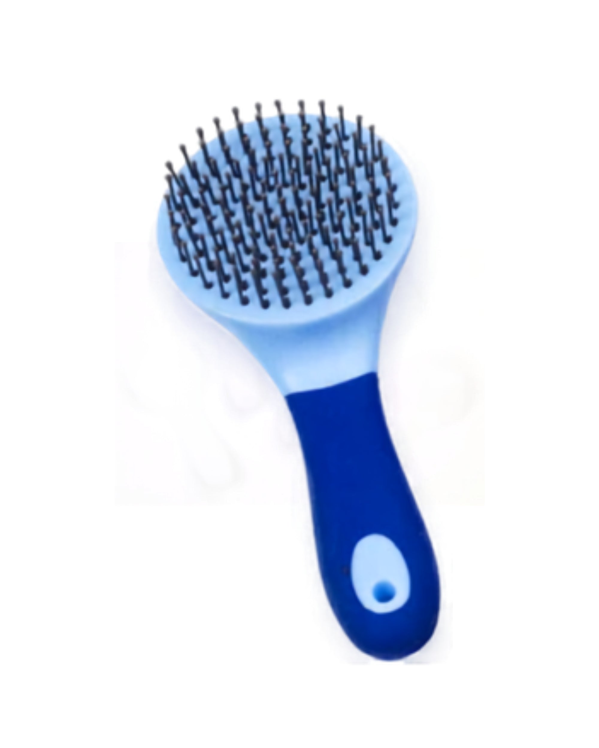 View of the Blue Equi-Essentials Soft Touch Mane & Tail Brush on a white background