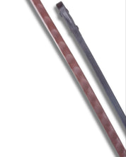 Side-by-side front and back views of the brown pin Red Barn 5/8" Thumb Grip Reins on a white background