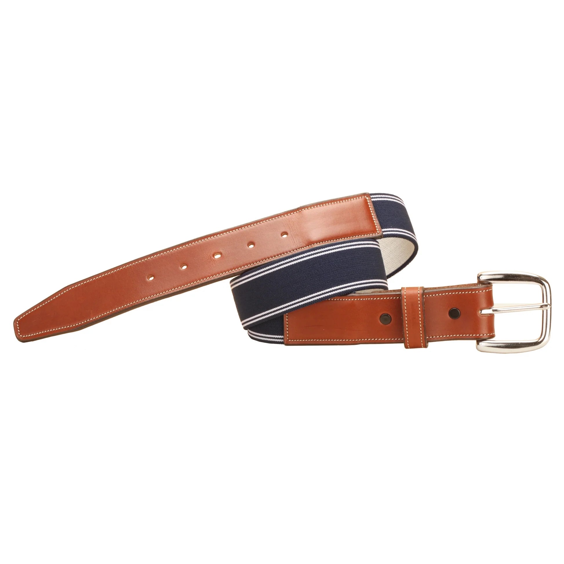 2" Bridle Leather Elastic Belt on a white background