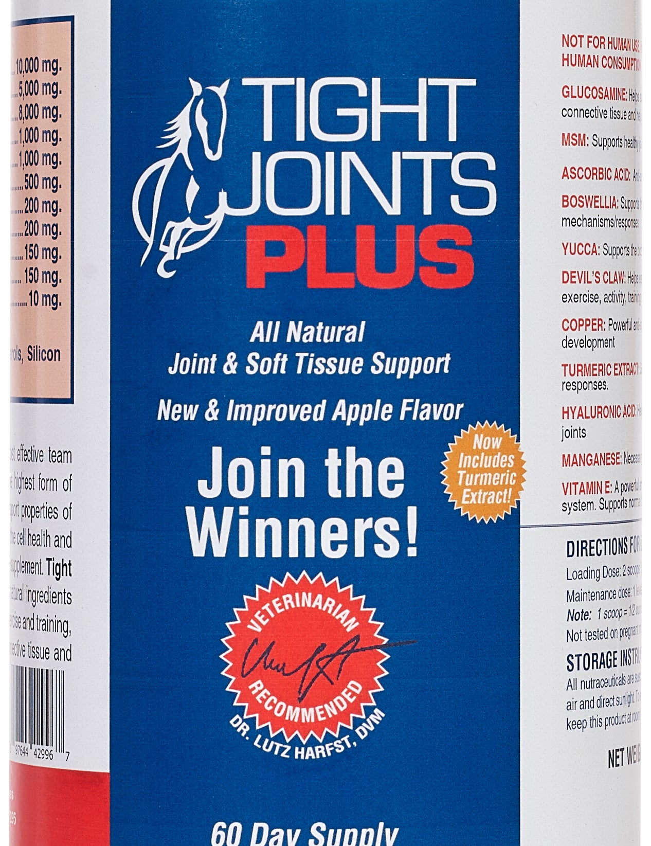 Front view of a 2 lb jar of Tight Joints Plus on a white background
