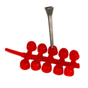View of the red Nunn Finer Easiest Plugs Yet on a white background