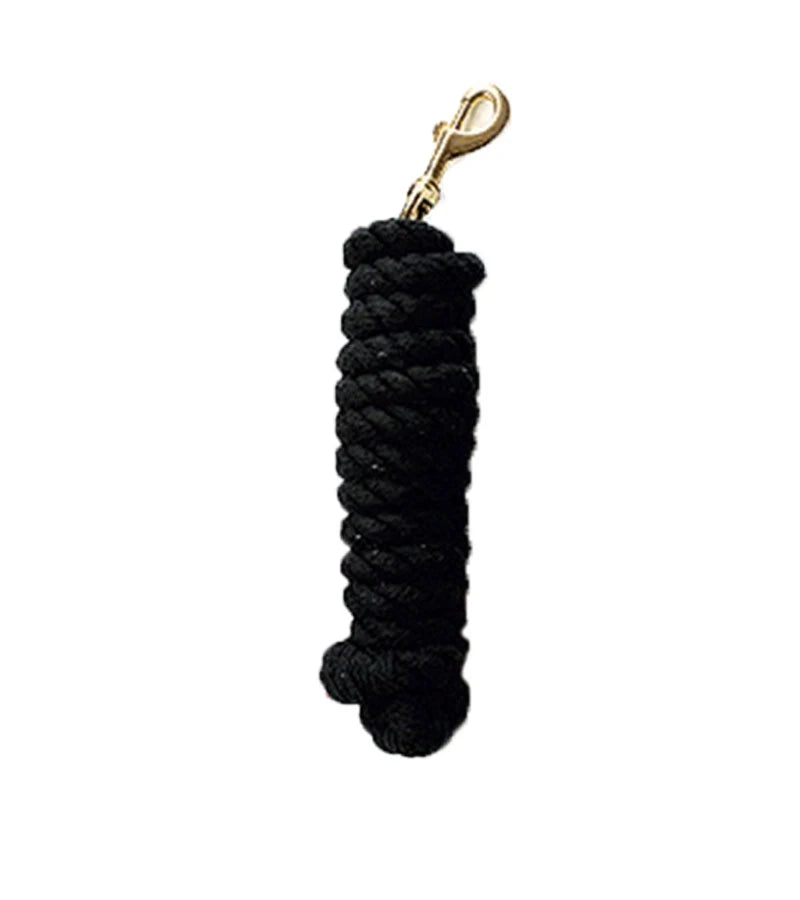 View of a black Jacks Cotton Lead Rope on a white background