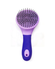 View of the Purple Equi-Essentials Soft Touch Mane & Tail Brush on a white background