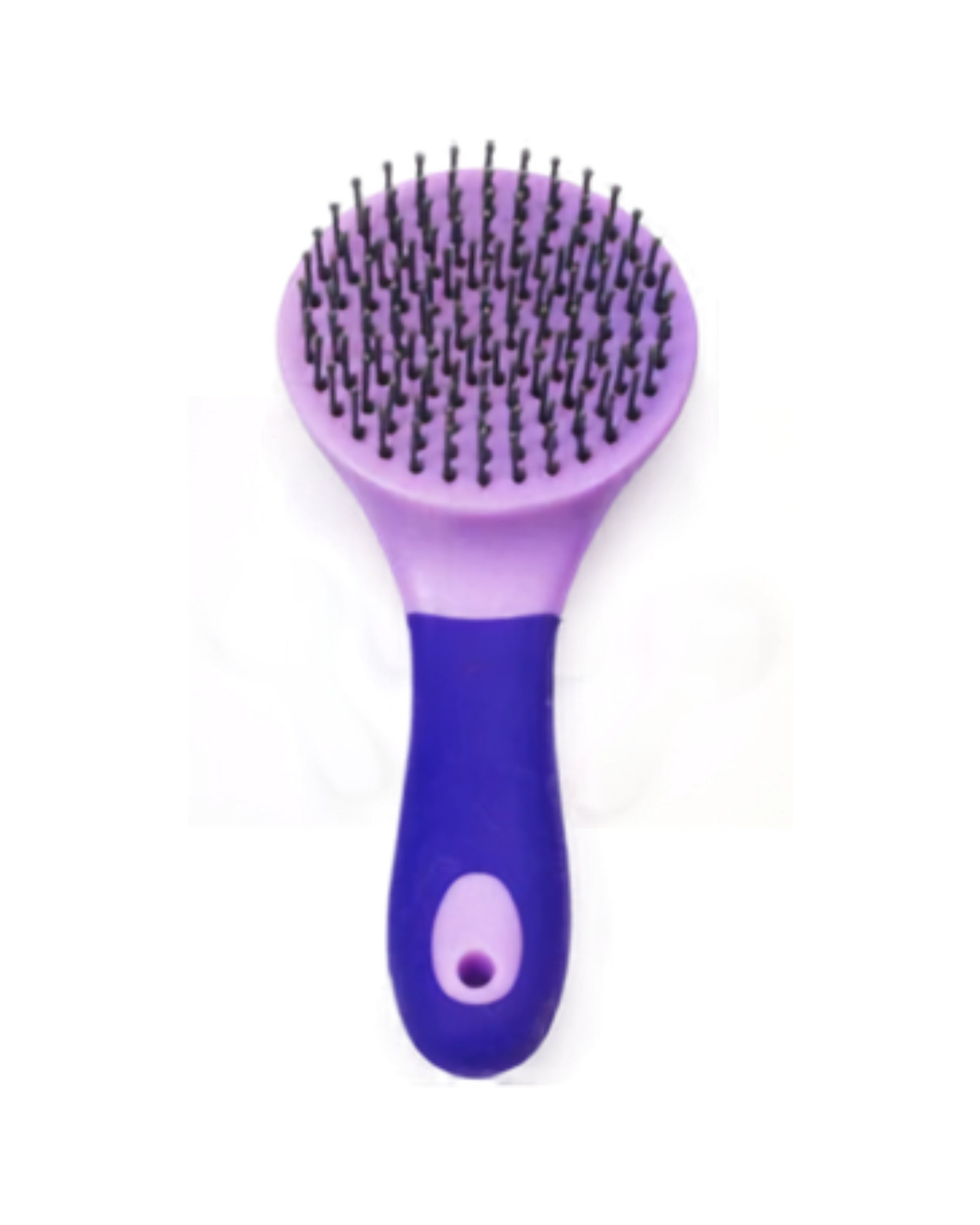 View of the Purple Equi-Essentials Soft Touch Mane & Tail Brush on a white background