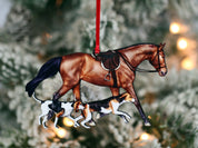Front view of the Bay Classy Equine Horse & Hounds Ornament