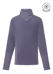 Light purple base layer top with mock neck shown on plain white background