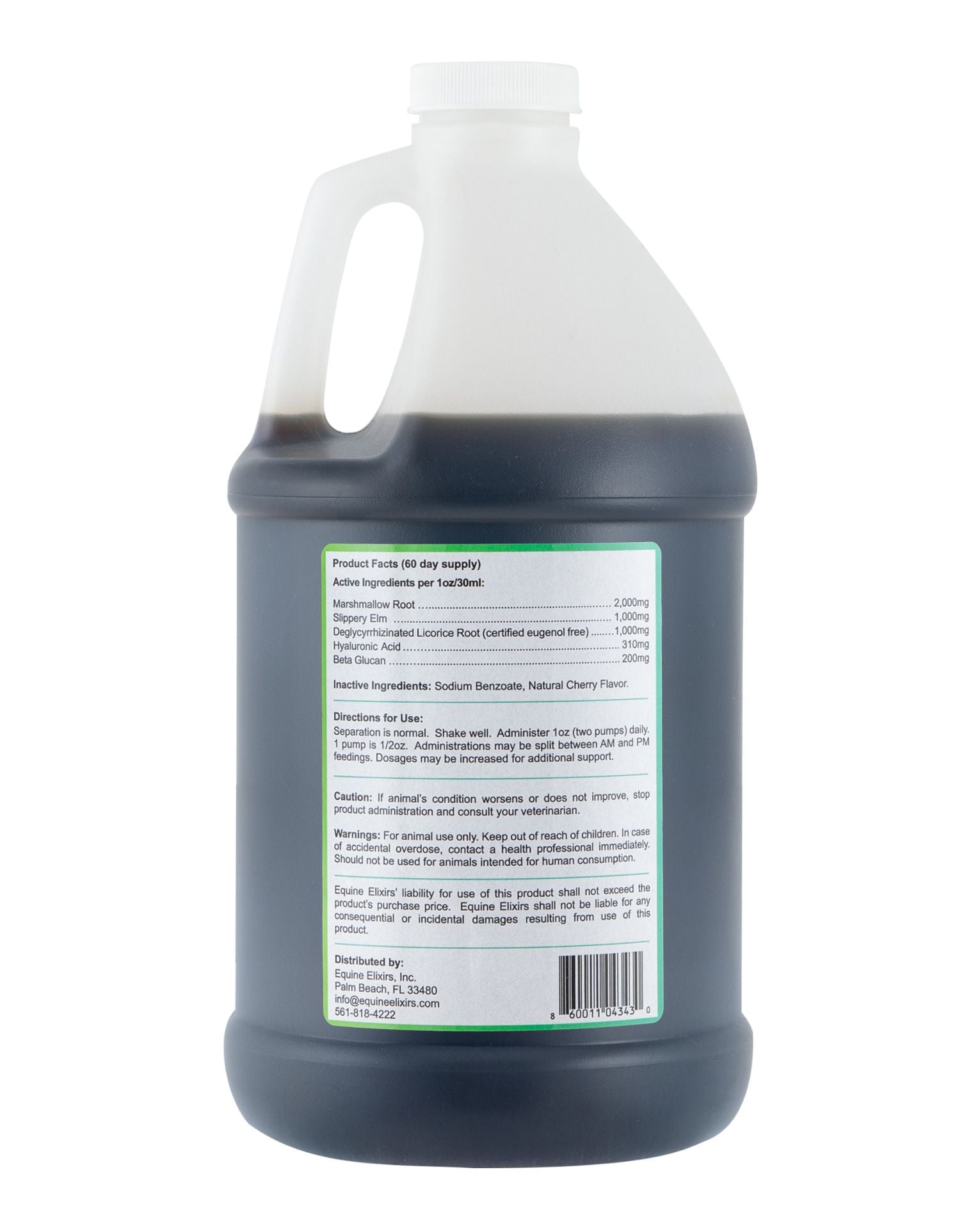 Back view of a jug of Equine Elixirs Slimer on a white background