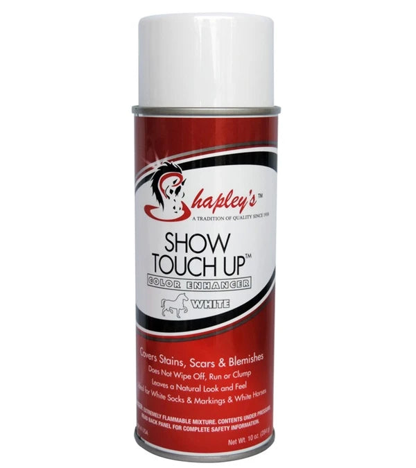 View of the White Shapley's Show Touch Up Color Enhancing Spray on a white background