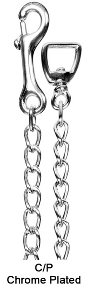 View of the snap and swivel attachment on the chrome Jacks Stud Chain on a white background