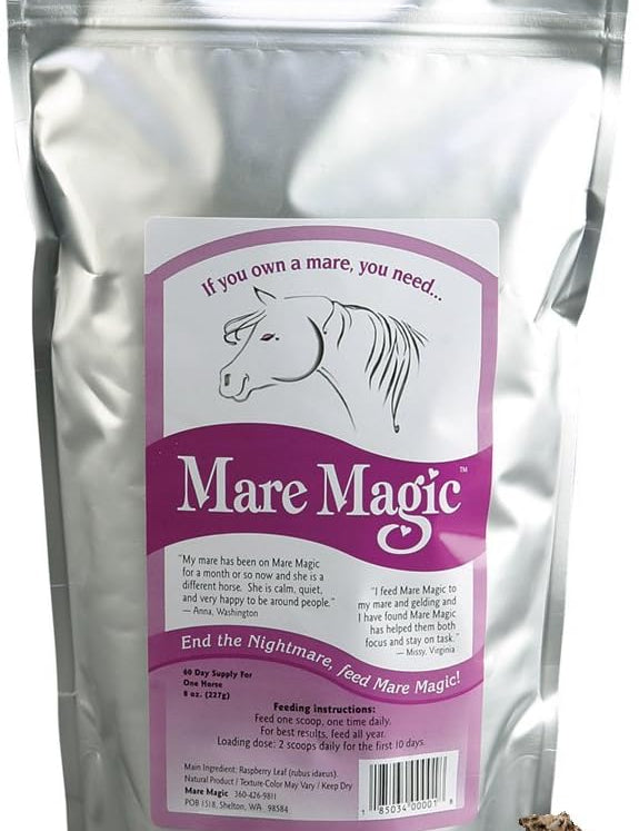 Front view of an 8 oz bag of Mare Magic on a white background