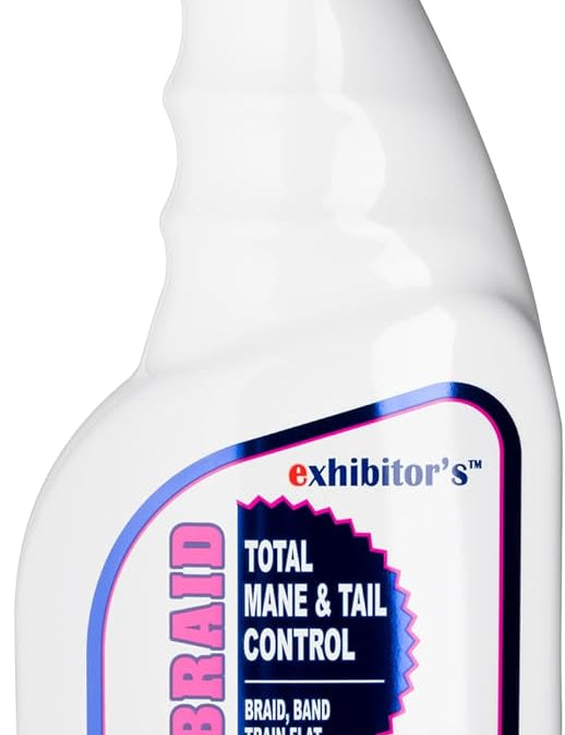 Front view of a 16 oz spray bottle of Exhibitor Labs Quic Braid on a white background