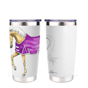 View of the Purple Palomino AWST Int'l 20 oz Stainless Steel Tumbler on a white background