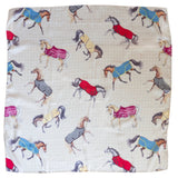 AWST Int'l Lila Horses in Blankets Satin Scarf