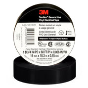 View of 2 rolls stacked of the Black 3M Temflex Vinyl Electrical Tape on a white background
