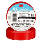 View of 2 rolls stacked of the Red 3M Temflex Vinyl Electrical Tape on a white background