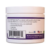 Side view of Farrier's Wife Belly Salve on a plain background showing the left side of the label