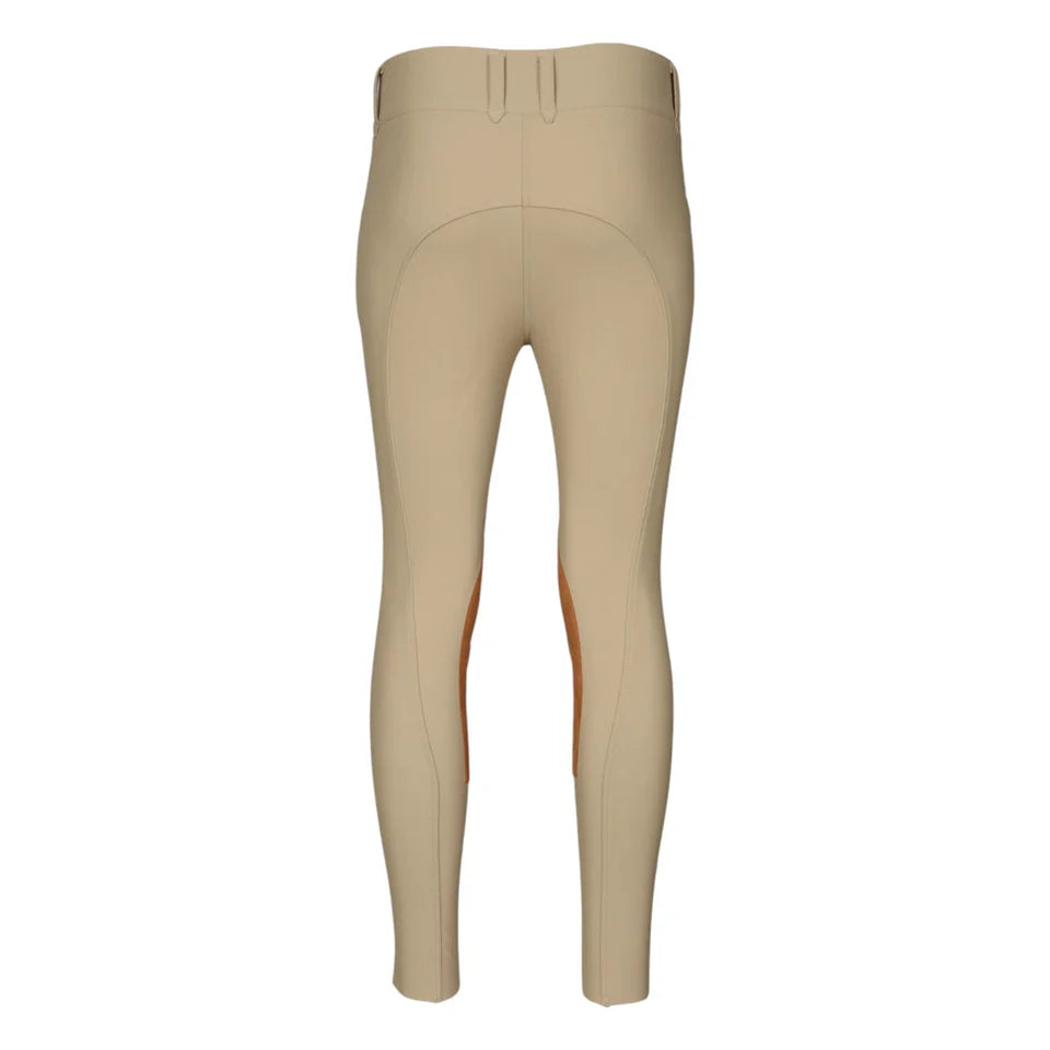 Back view of the tan Dapplebay Sport Hunter Knee Patch Show Breech on a white background