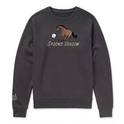 Front view of the Charcoal/Bay Dapplebay Spooky Season Sweatshirt on a plain background