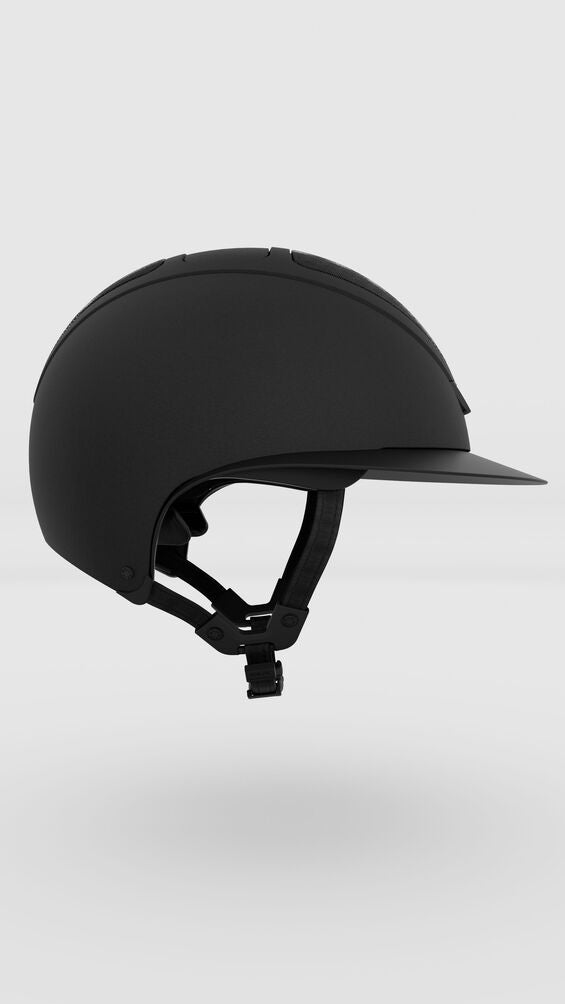Side view of the black Kask Star Lady Hunter on a plain background