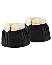Front view of the black Jacks Fleece Topped Velcro Bell Boots on a white background