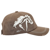 Side view of the Espresso AWST Int'l Lila 3D Horse Head Cap on a plain background