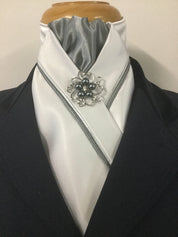 Front view of the Silver & Grey Heavenly Horse Designs Pretied Satin Stock Tie