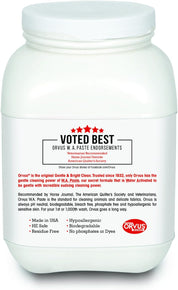 Back view of a 7.5 lb container of Orvus Paste Shampoo on a plain background