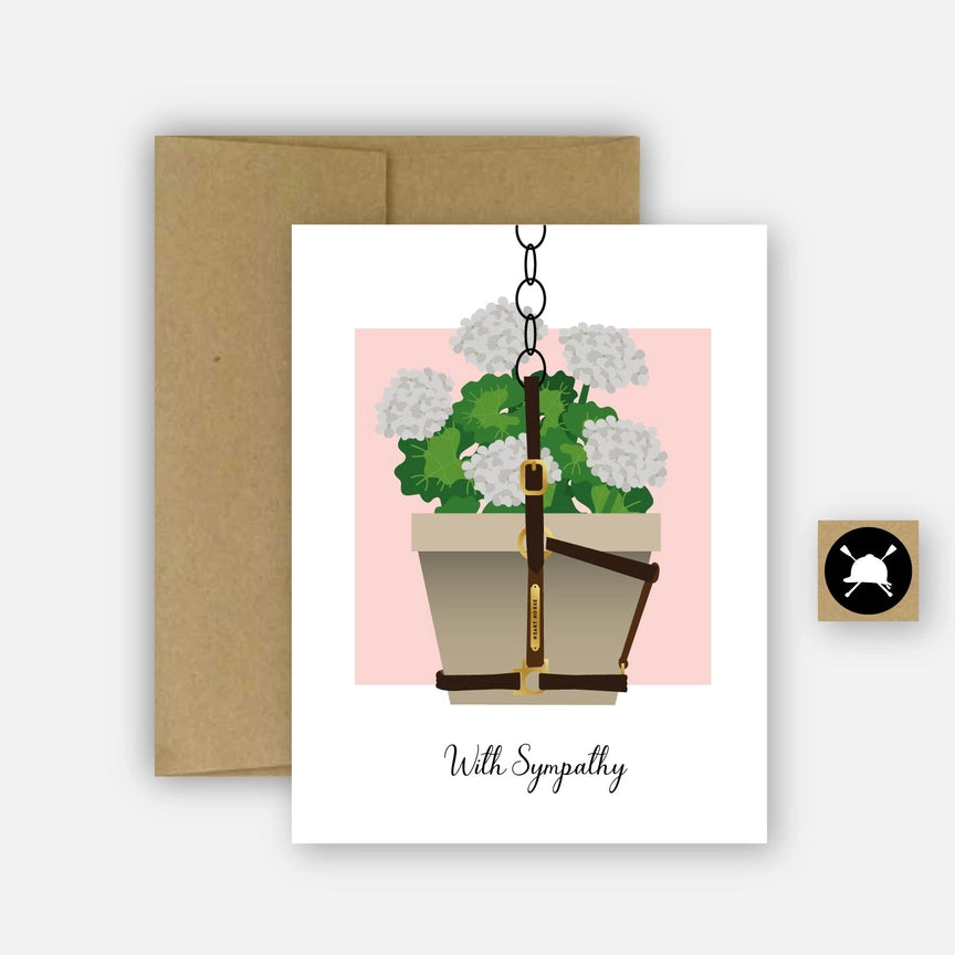 Front view of the With Sympathy Hunt Seat Paper Co. Greeting Card with its envelope