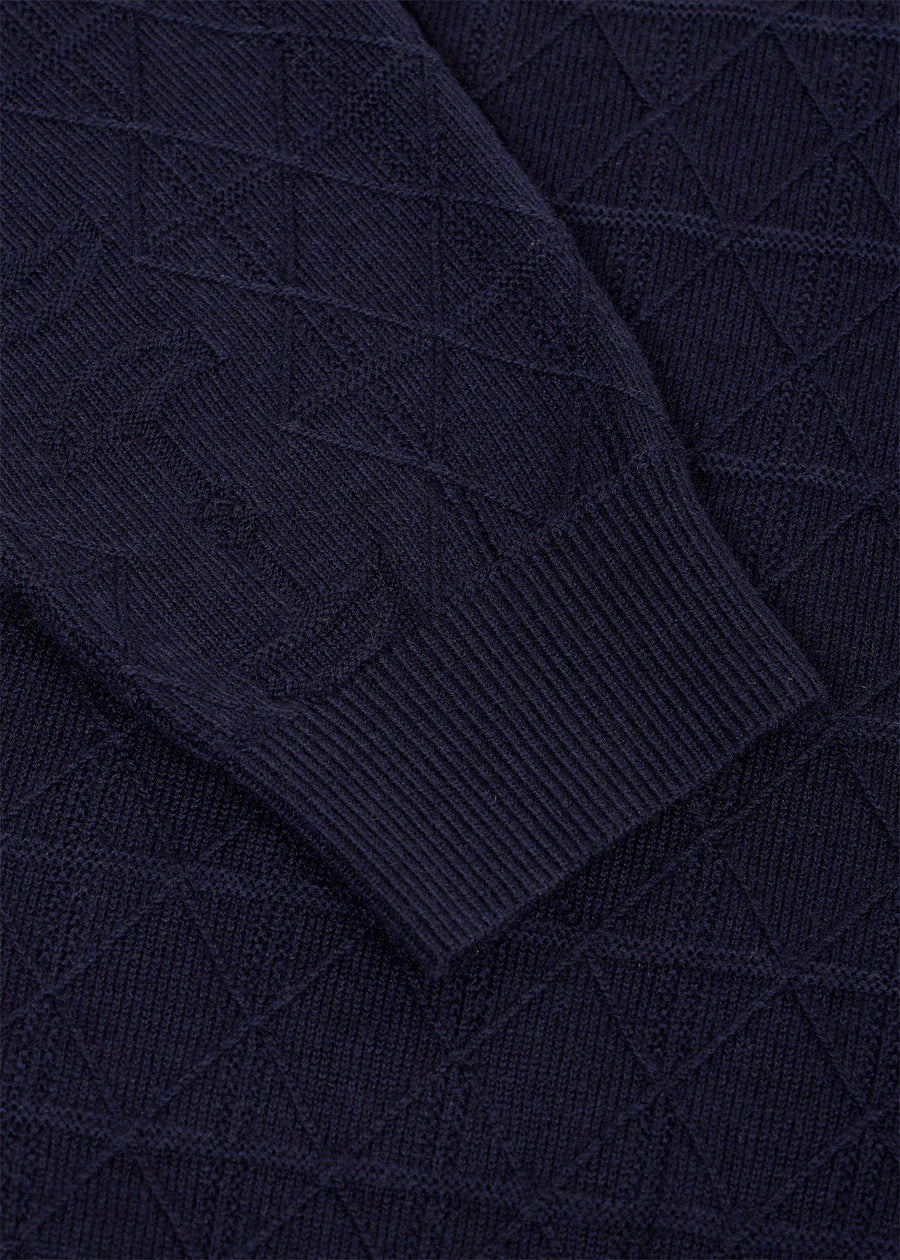 Close-up view of the fitted cuff on the Galaxy Blue Kerrits Bit of Diamond Crewneck Sweater