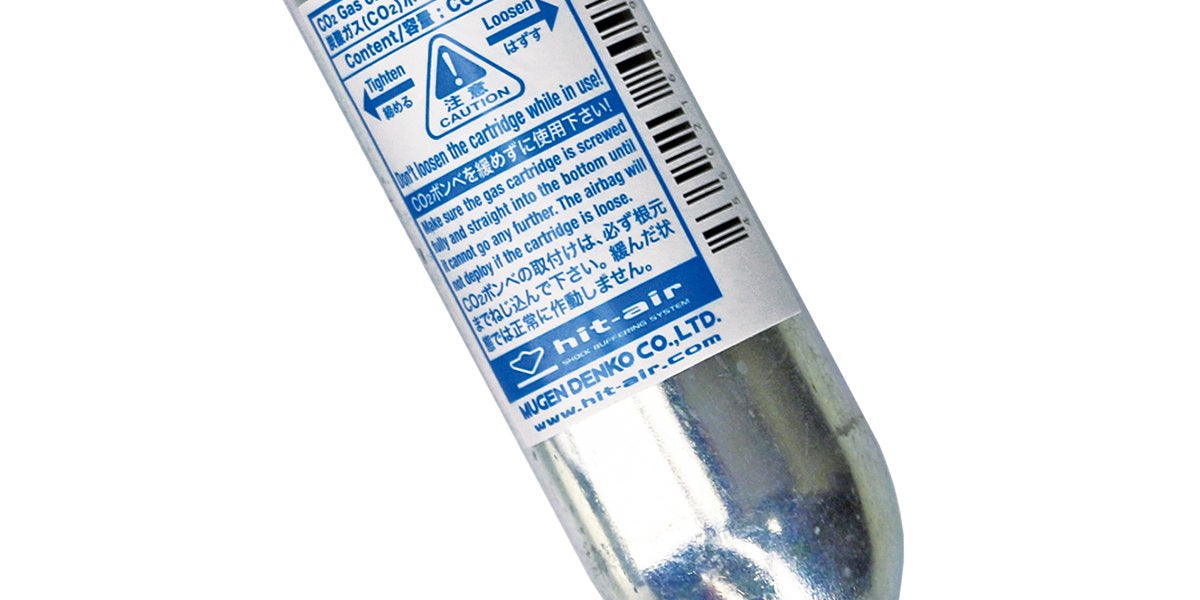 Front view of the 48 cc Hit Air CO2 Cartridge on a white background