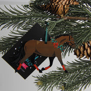Front view of the Bay Pony Hunt Seat Paper Co Horse Ornament
