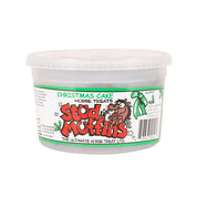 Front view of a 20 oz tub of Stud Muffins Christmas Cake Horse Treats on a white background