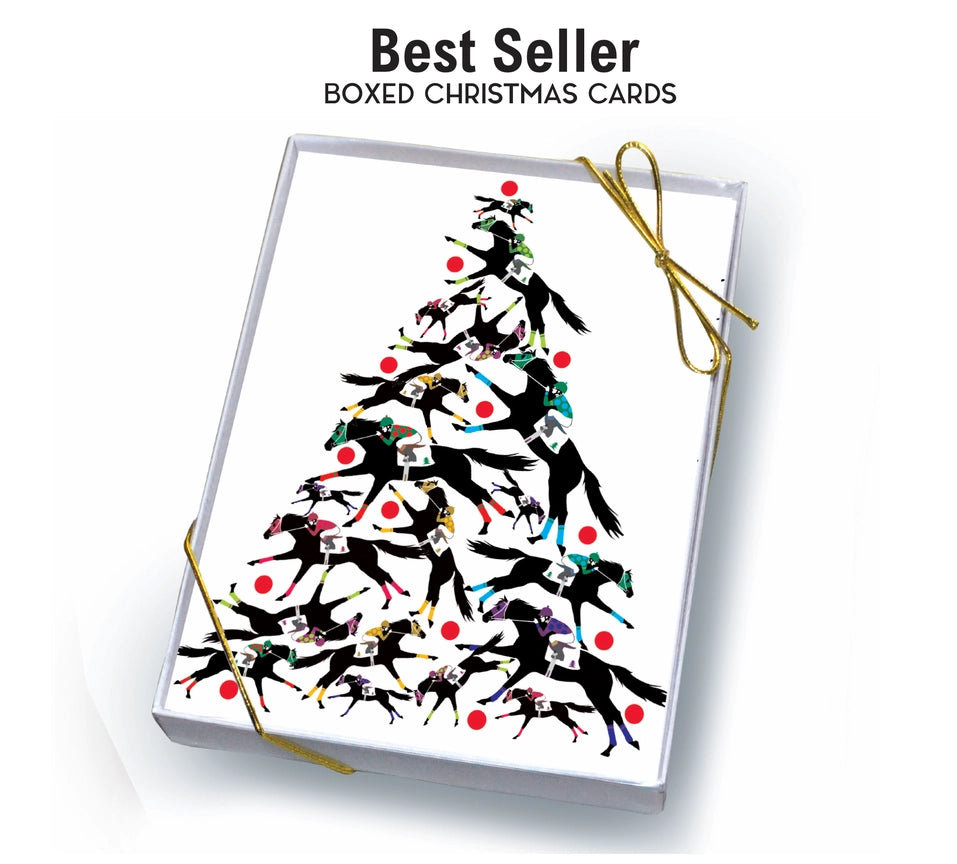 Front view of the Thoroughbred Tree Horse Hollow Press Holiday Greeting Card Box Set