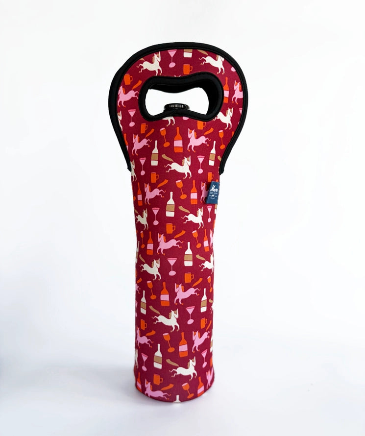 Front view of the Pony Up Mare Modern Goods Wine Bag on a white background