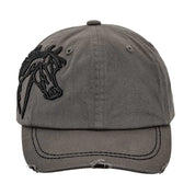 Front view of the Gray AWST Int'l Lila 3D Horse Head Cap on a plain background