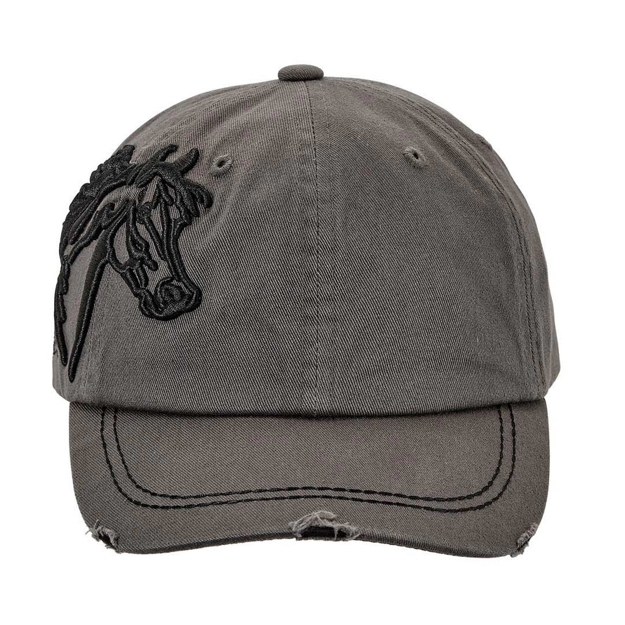 Front view of the Gray AWST Int'l Lila 3D Horse Head Cap on a plain background