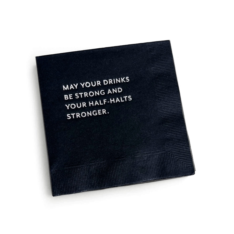 Front view of the Half-Halts Mare Modern Goods Cocktail Napkins on a white background