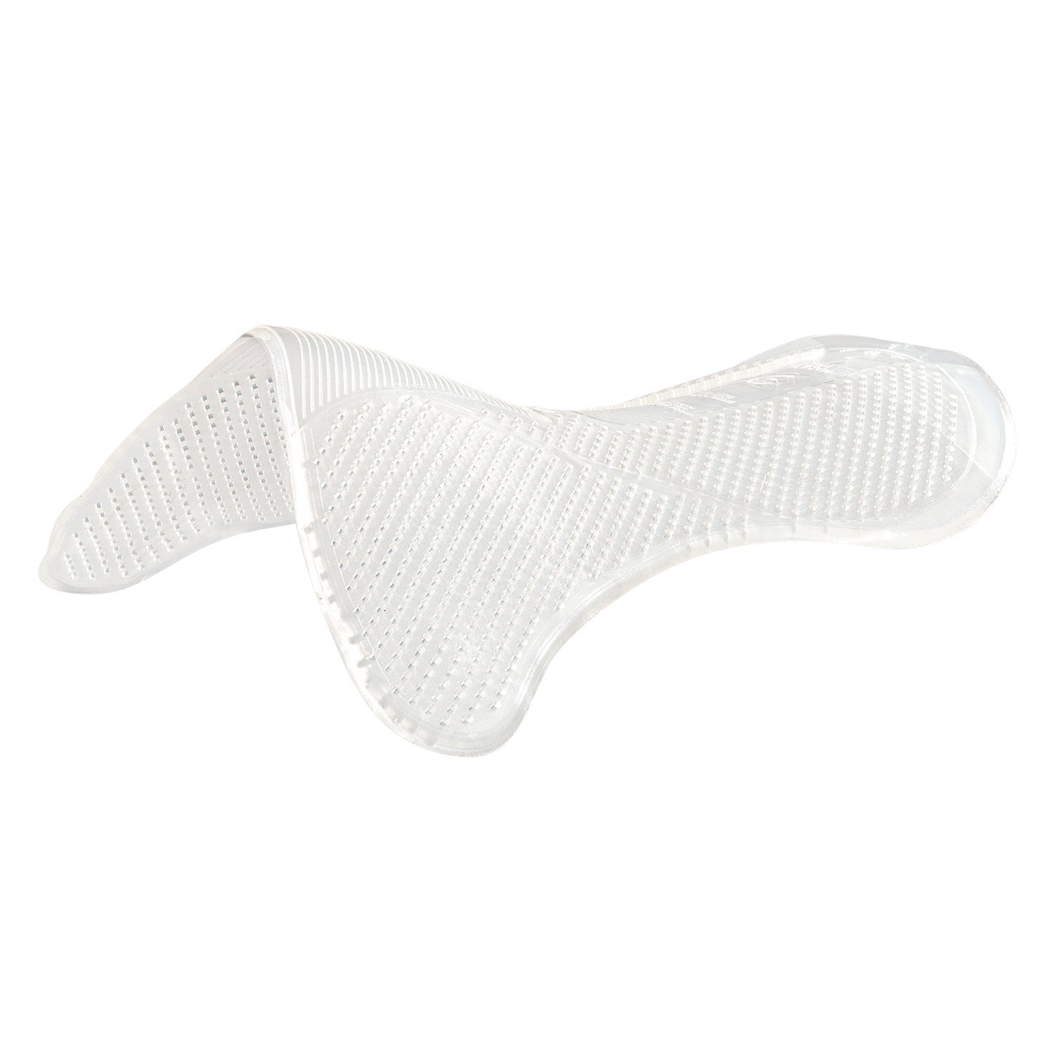 Angled view of the Transparent Acavallo Classic Anatomic Non-Slip Gel Half Pad on a plain background