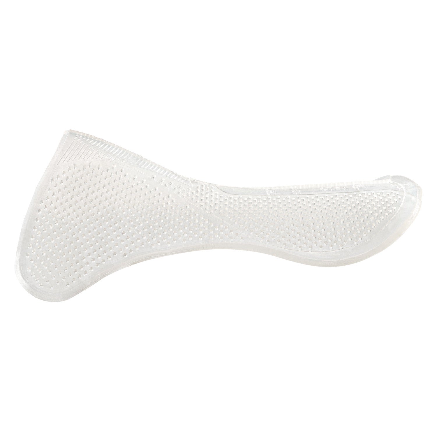 Side view of the Transparent Acavallo Classic Anatomic Non-Slip Gel Half Pad on a plain background