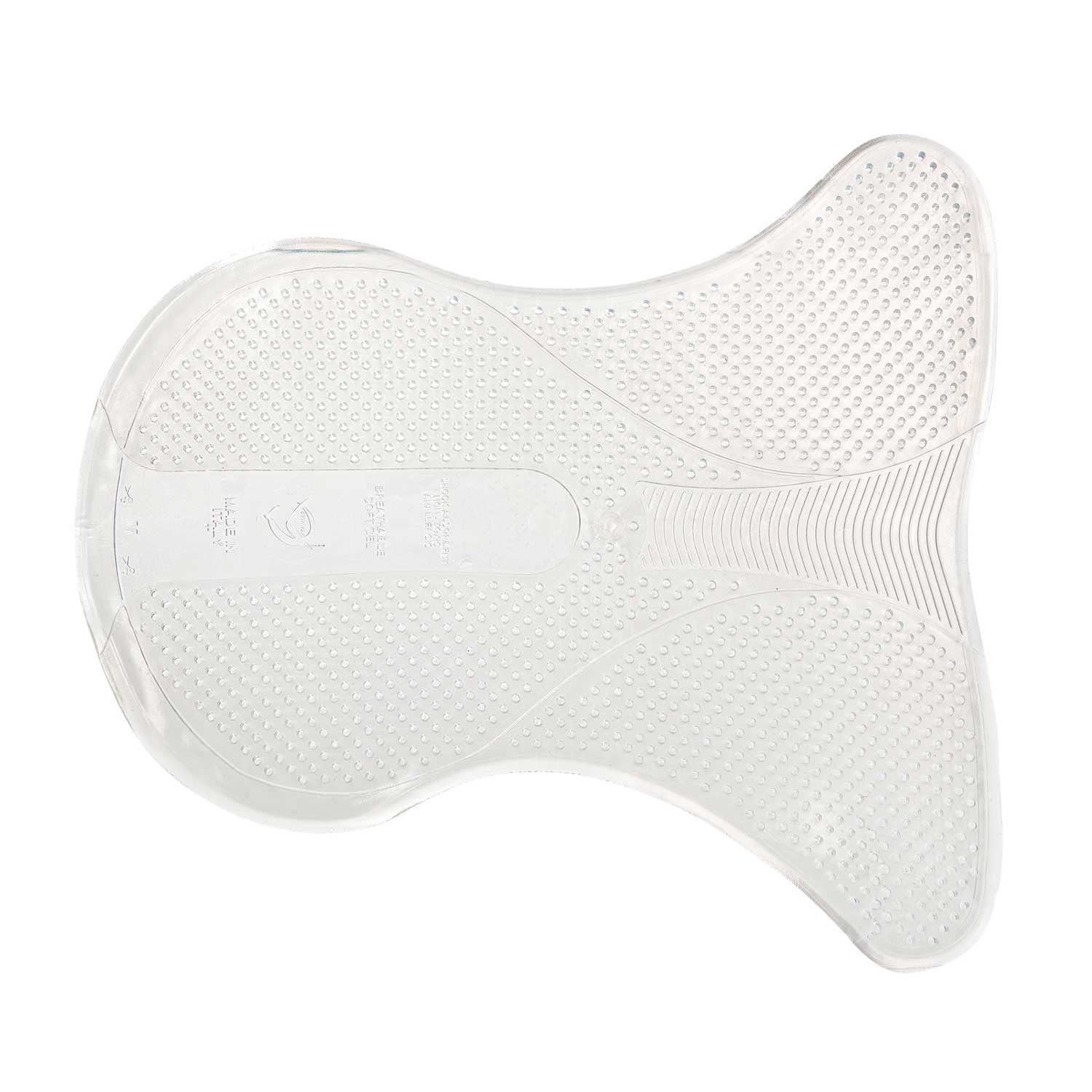 Underside view of the Transparent Acavallo Classic Anatomic Non-Slip Gel Half Pad on a plain background