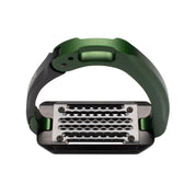 Top view of the Hunter Green Acavallo Arena AluPlus 2.0 Stirrup on a plain background