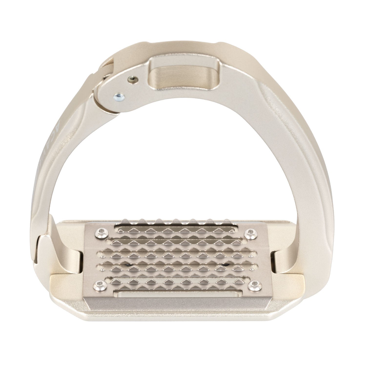 Top view of the Total Solar Titanium Acavallo Arena AluPlus 2.0 Stirrup on a plain background