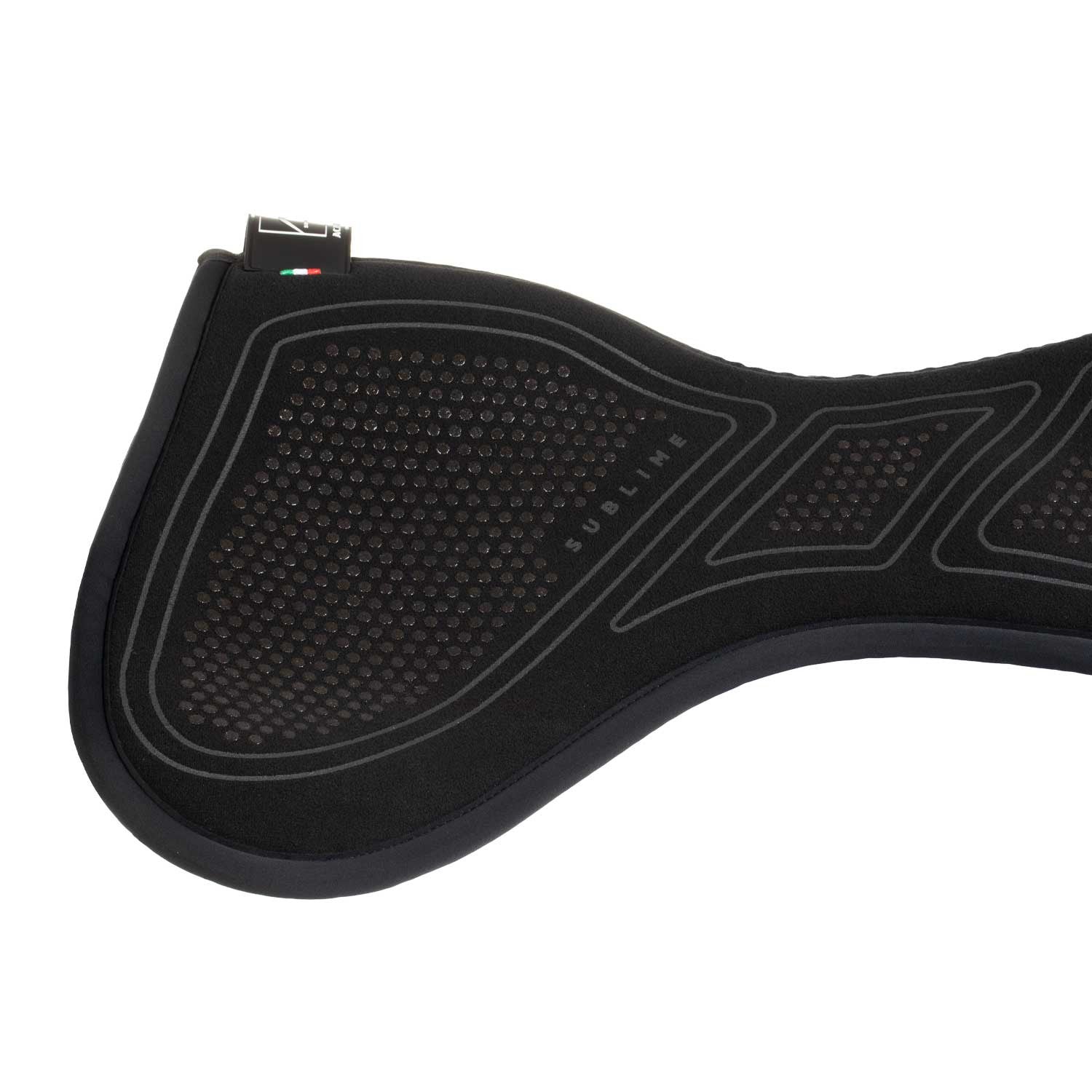 Side view of the Total Black Acavallo Sublime Zero Impact Slim Half Pad on a plain background